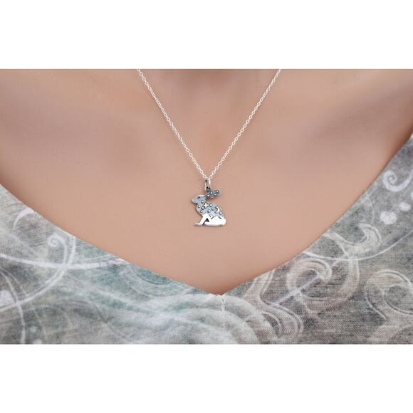 Sterling Silver Hare Charm with Bronze Star and Moon Necklace - Picture 4 of 4